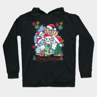 Merry Cristmas with red black cat Hoodie